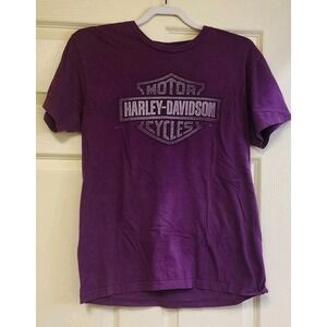 Womens Purple Harley Davidson Graphic Hanes Tee Size Med